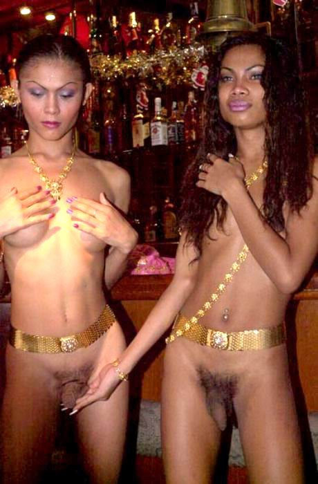 Nude Hispanic shemale lovers in bar #73278840