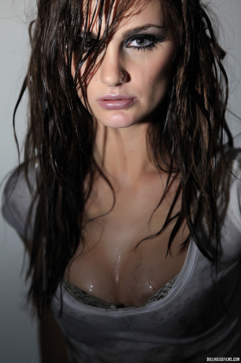 Lily Carter sliding off her dripping wet white Tshirt #71068286