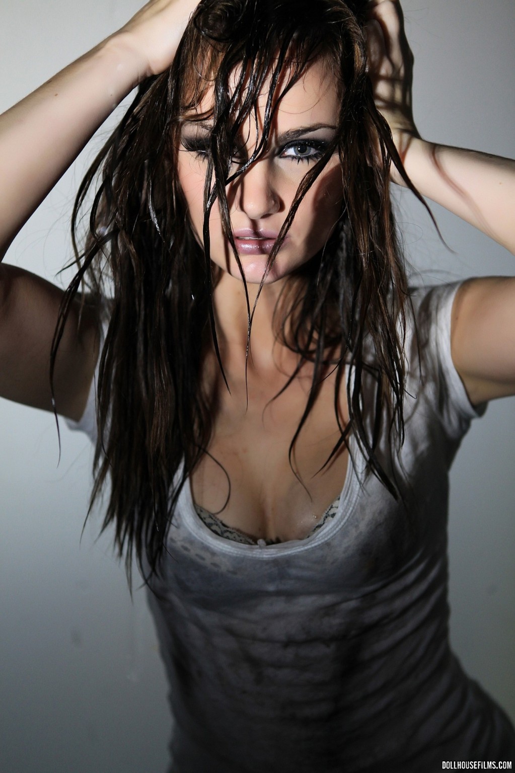 Lily Carter sliding off her dripping wet white Tshirt #71068304