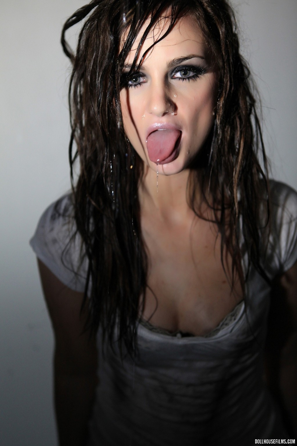 Lily Carter sliding off her dripping wet white Tshirt #71068319