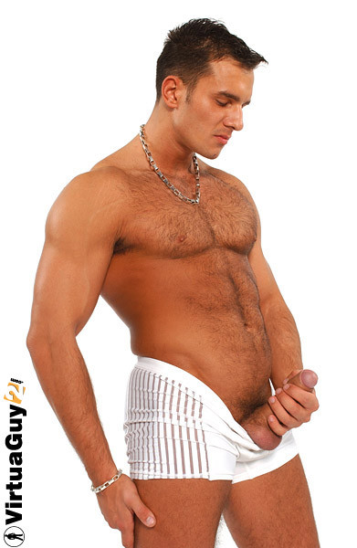 Handsome brunette guy posing nude #76957101