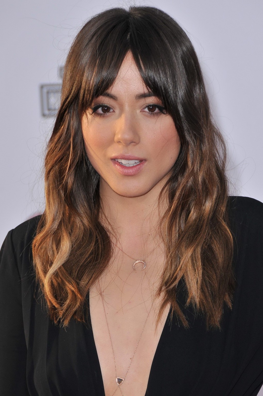 Chloe Bennet braless showing huge cleavage in black jumpsuit at Avengers Age of  #75166760