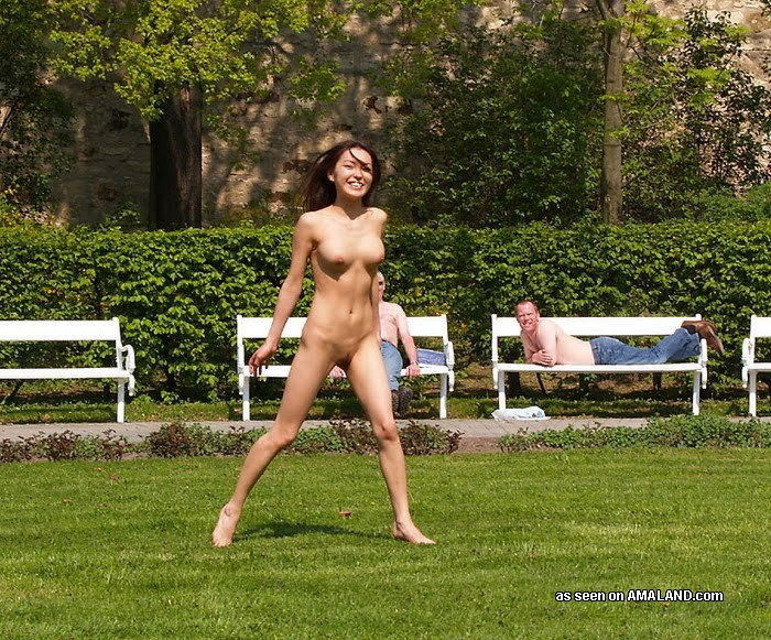 Eighteen year old Asian girlfriend takes a naked walk in public #68470401
