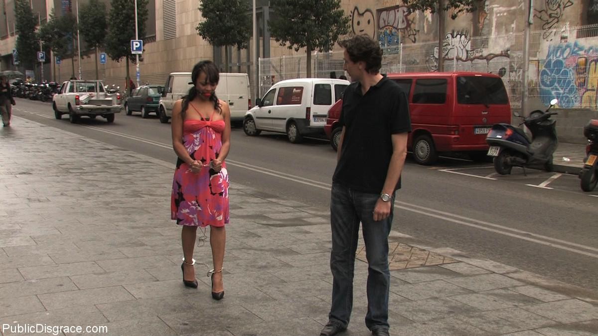 Brazilian babe gets tied up and fucked outdoor in public places #71969446