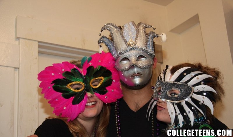 Hot College girls go wild and get hammered hard when drunk at a Mardi Gras party #67723921
