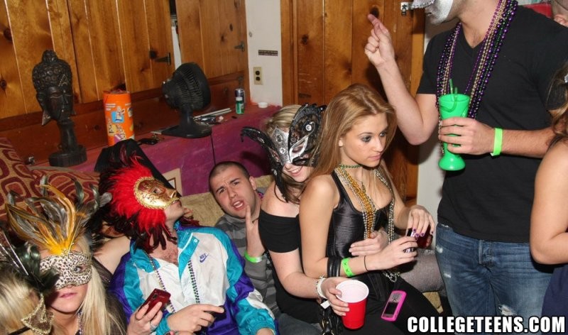 Hot College girls go wild and get hammered hard when drunk at a Mardi Gras party #67724036
