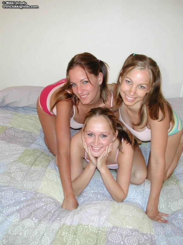 Three teens tweak each other's nipples #74962188