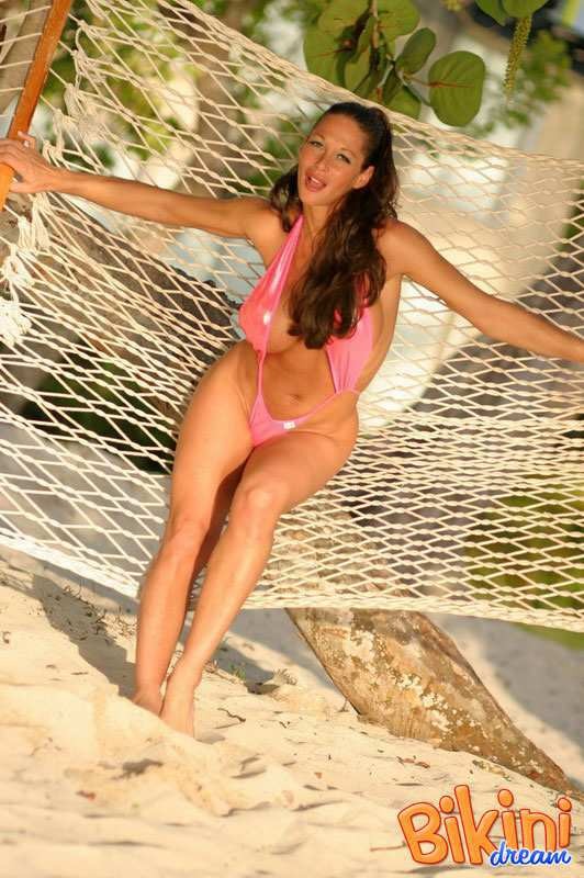 Hot babe in a thong bikini at the beach #72293549