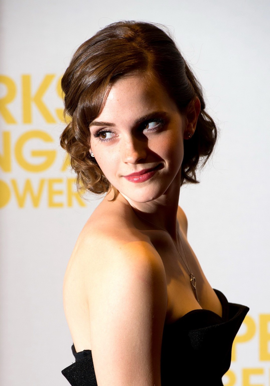 Emma Watson cleavy wearing a black strapless dress at ' Perks of Being a Wallflo #75251702