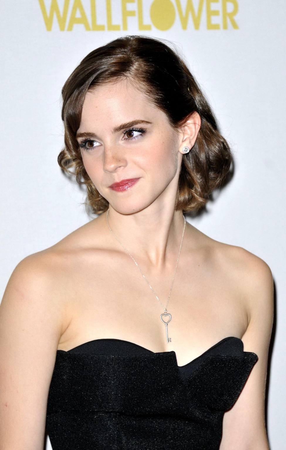 Emma Watson cleavy wearing a black strapless dress at ' Perks of Being a Wallflo #75251741