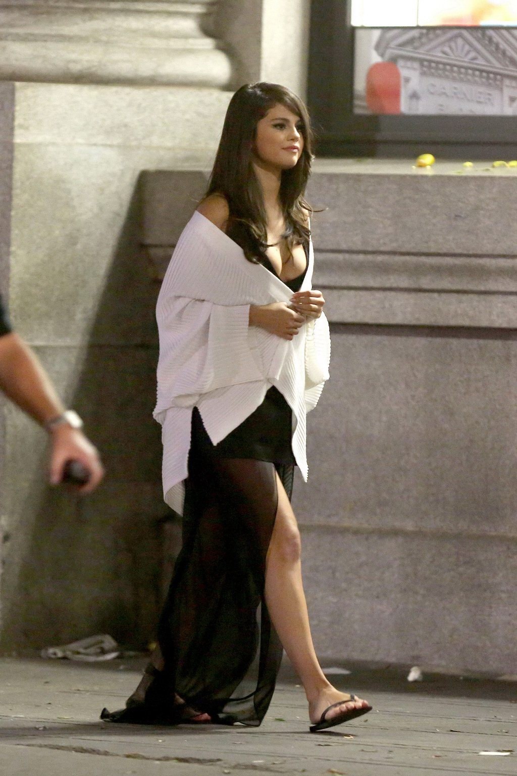 Selena Gomez busty wearing a low cut dress on the set #75155050