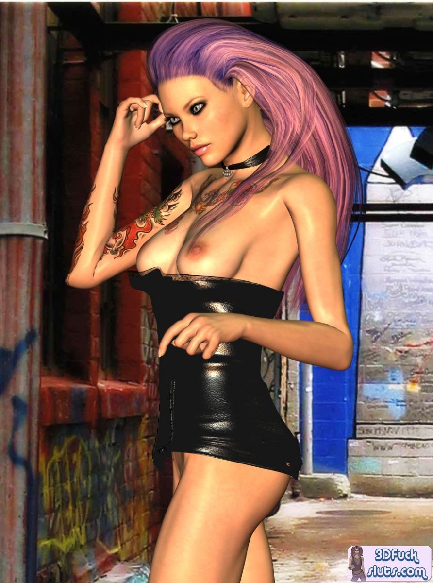 Tätowierter Punk-Toon in einem Kleid
 #69337990