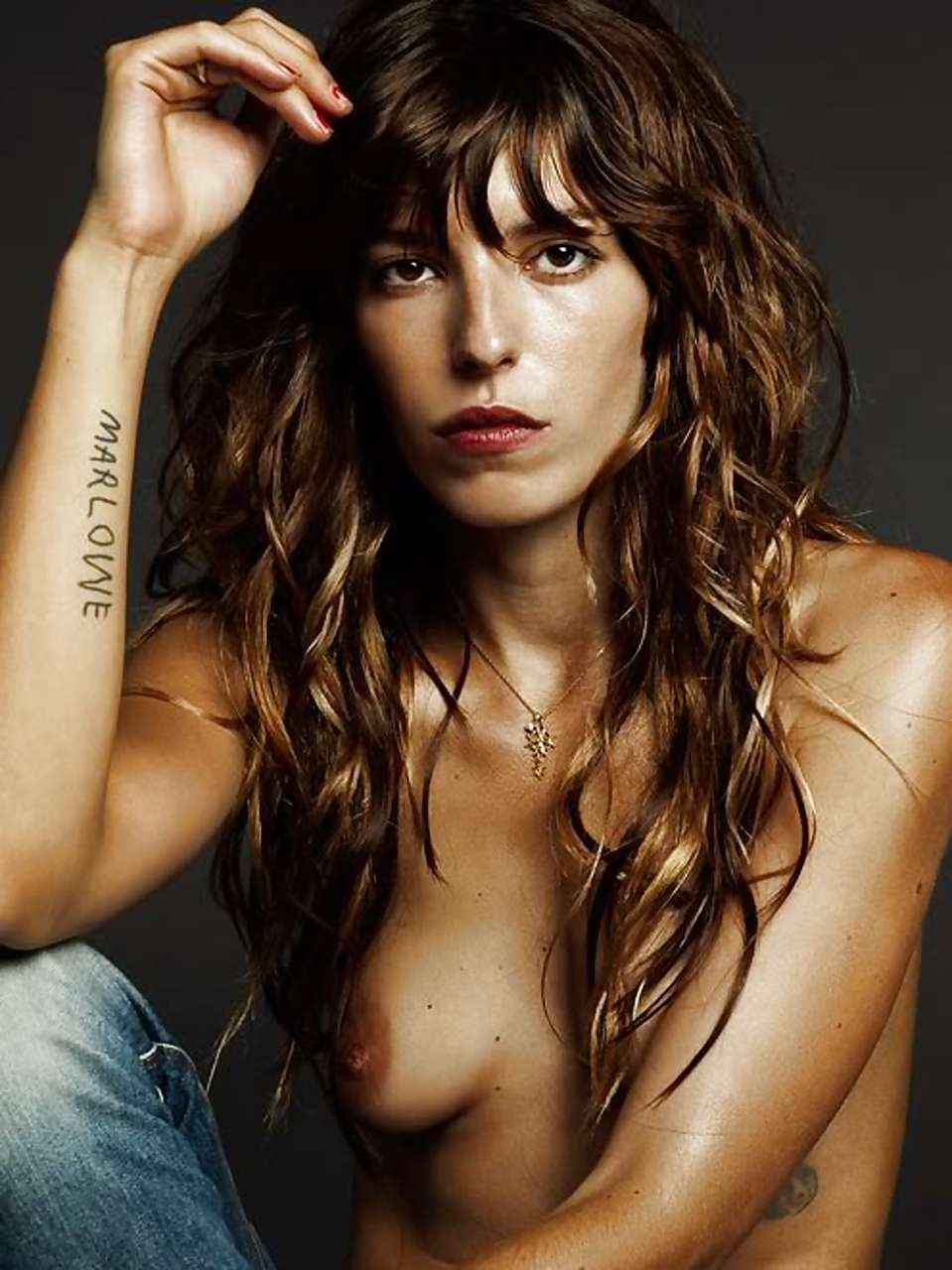 Lou Doillon showing her nice tits and hairy pussy in some photoshoot #75299773
