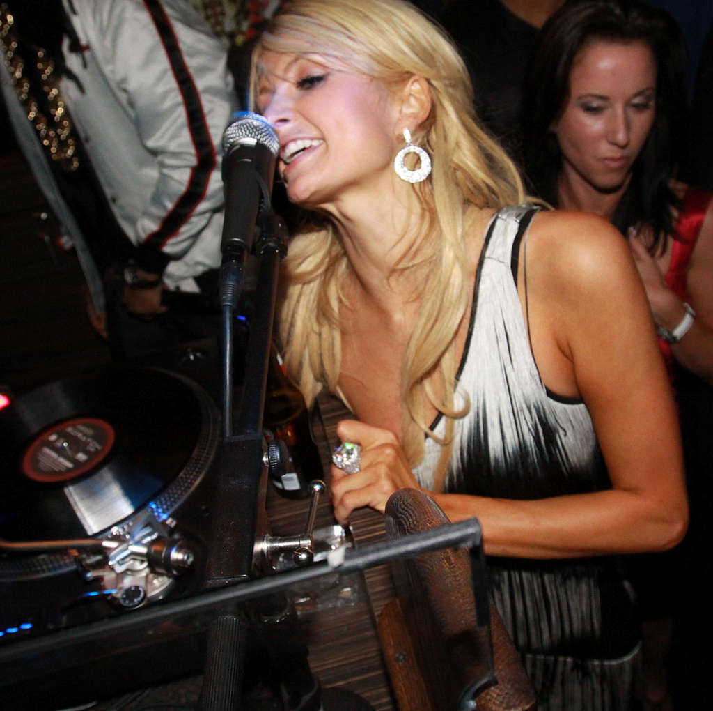 Paris Hilton nipple slip oops situation while parting and flashing her nice puss #75351628