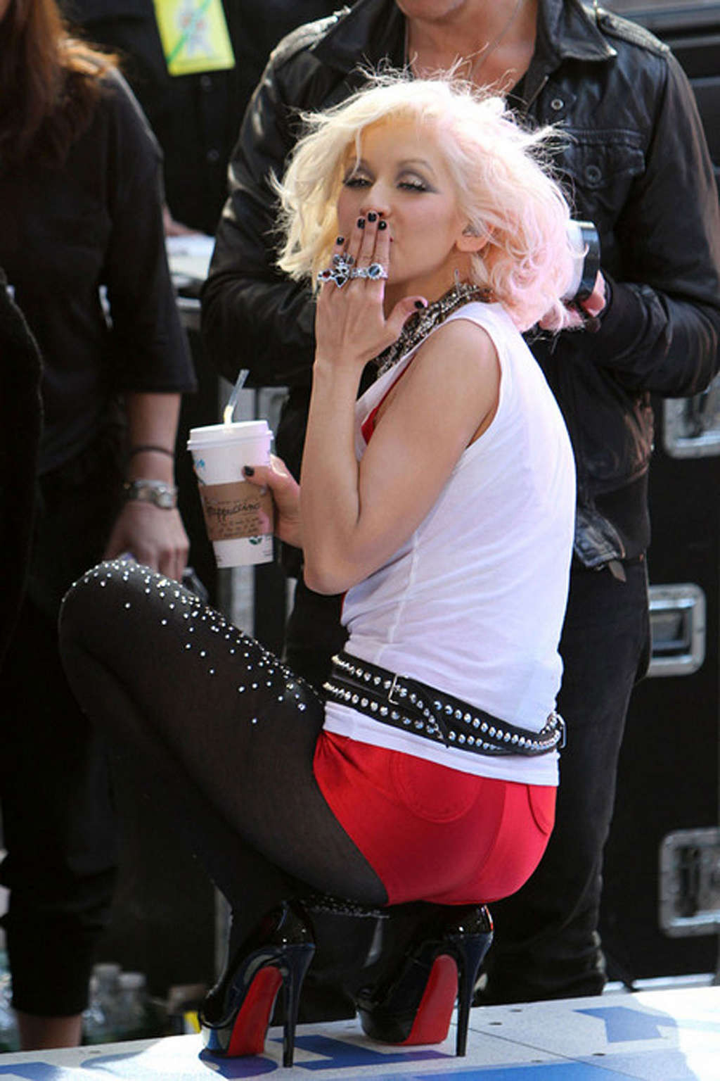 Christina Aguilera exposing her fucking sexy body and hot ass in red shorts #75345919