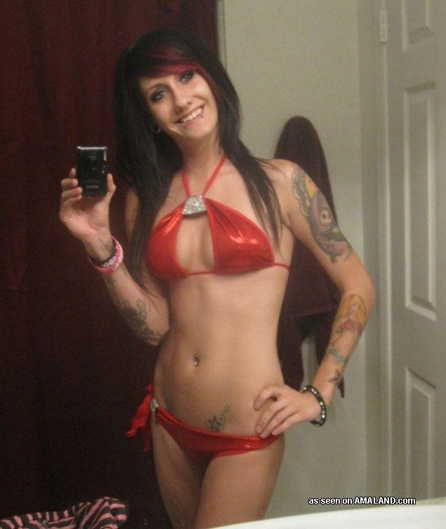 Gallery of an inked and pierced emo girlfriend camwhoring #75697229