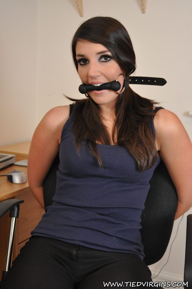 Bound and taped - Sapphire is restrained at the office #71626159