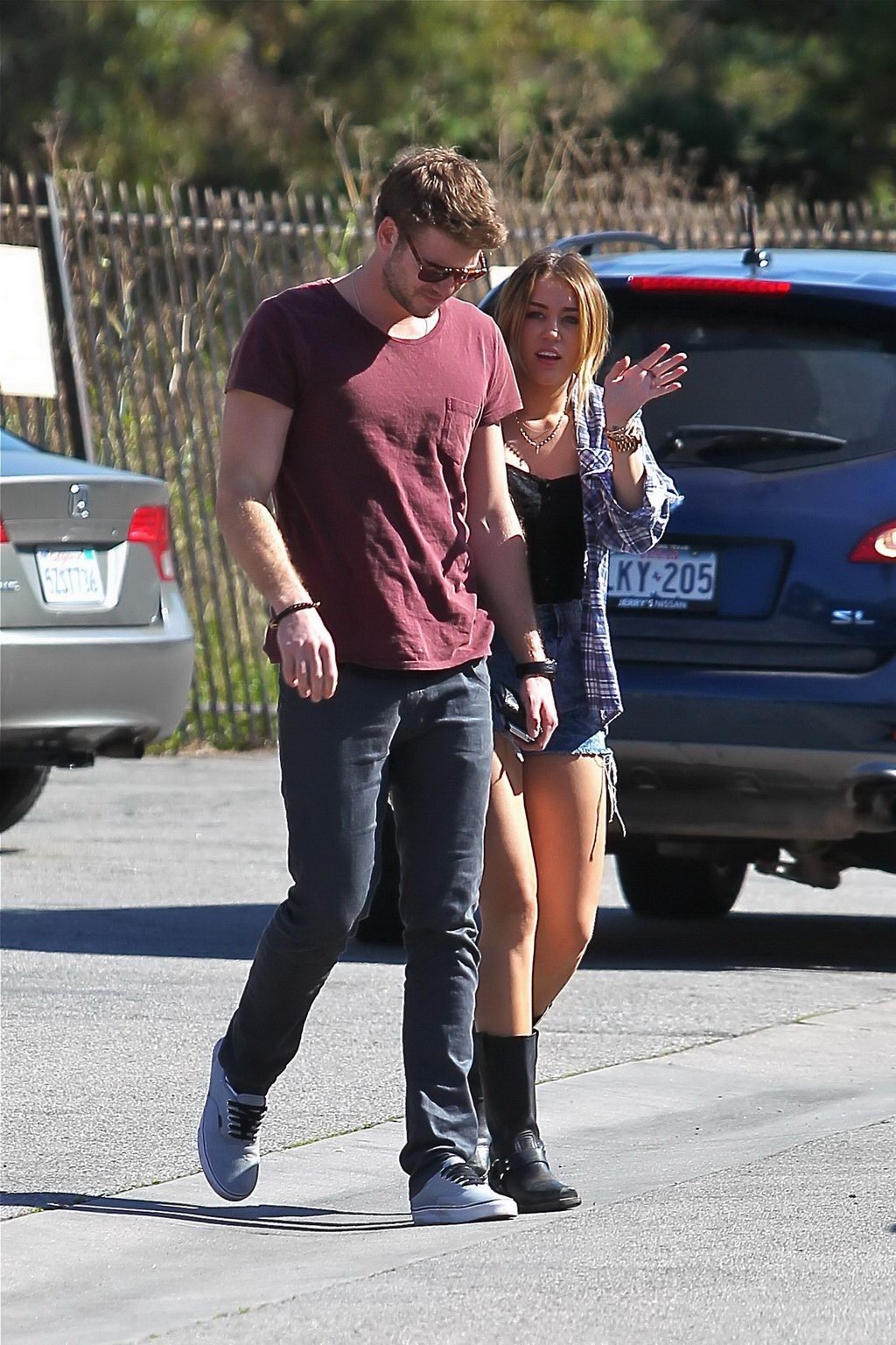 Miley Cyrus leggy wearing hotpants  boots in Hollywood #75274646