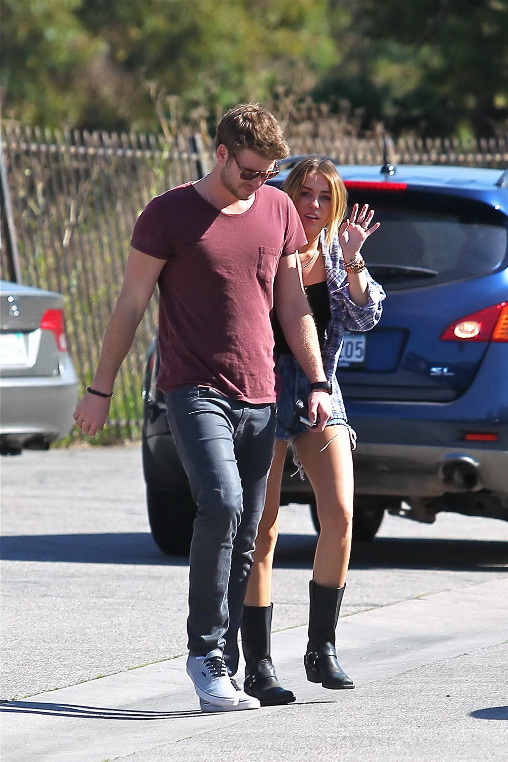 Miley Cyrus leggy wearing hotpants  boots in Hollywood #75274650