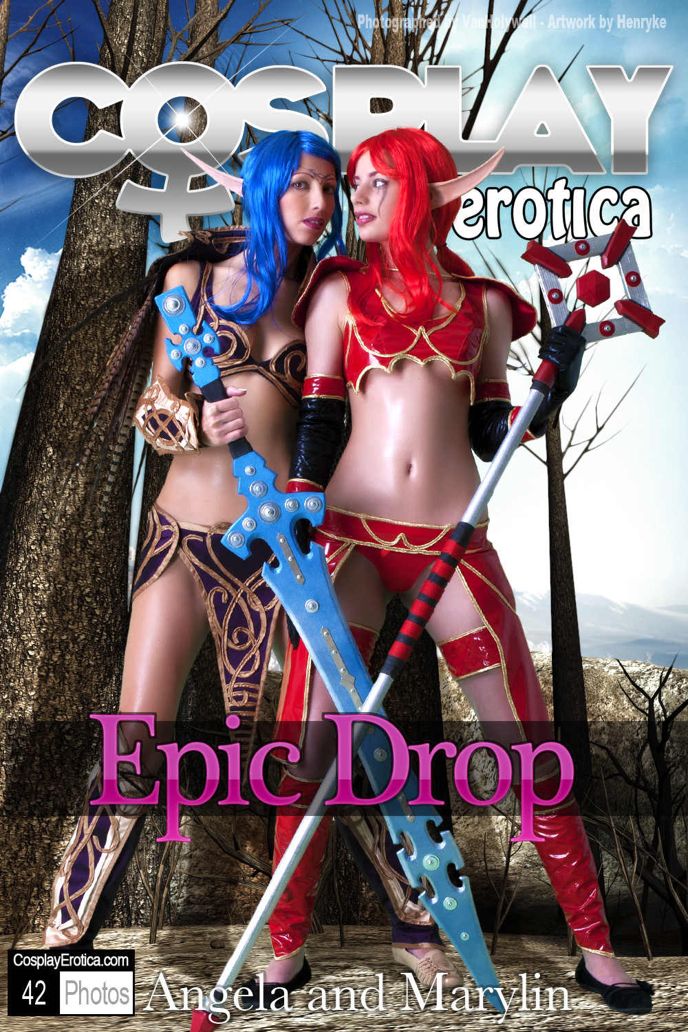 Angela e marylin in cosplay divertimento lesbico in un mondo di fantasia warcraft indossando wi
 #75734598