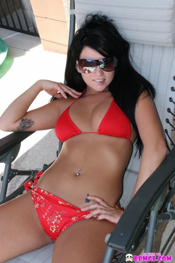 Emo brunette posing in bikini #71588210