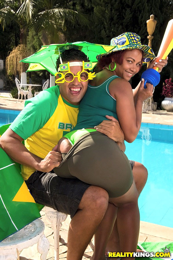 Big brazilian bikini babe gets fucked hard poolside in these world cup soccer fu #71480609