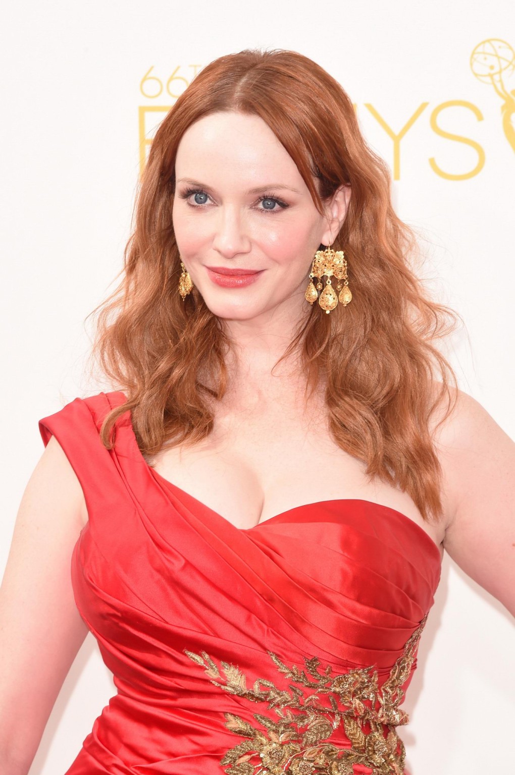 Christina Hendricks showing huge cleavage at the 66th Annual Primetime Emmy Awar #75187505