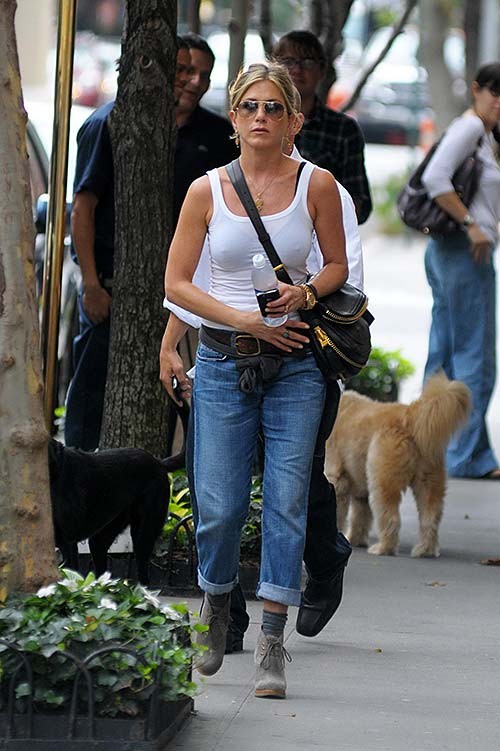 Jennifer Aniston walking on street and exposing her hard nipples #75286923