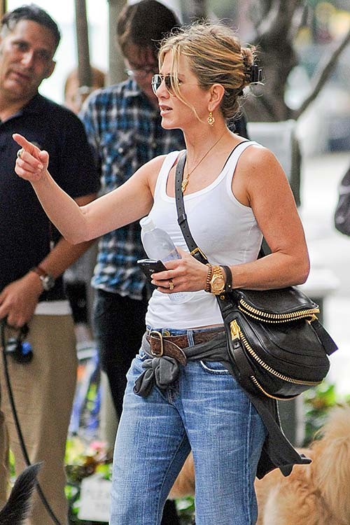 Jennifer Aniston walking on street and exposing her hard nipples #75286963