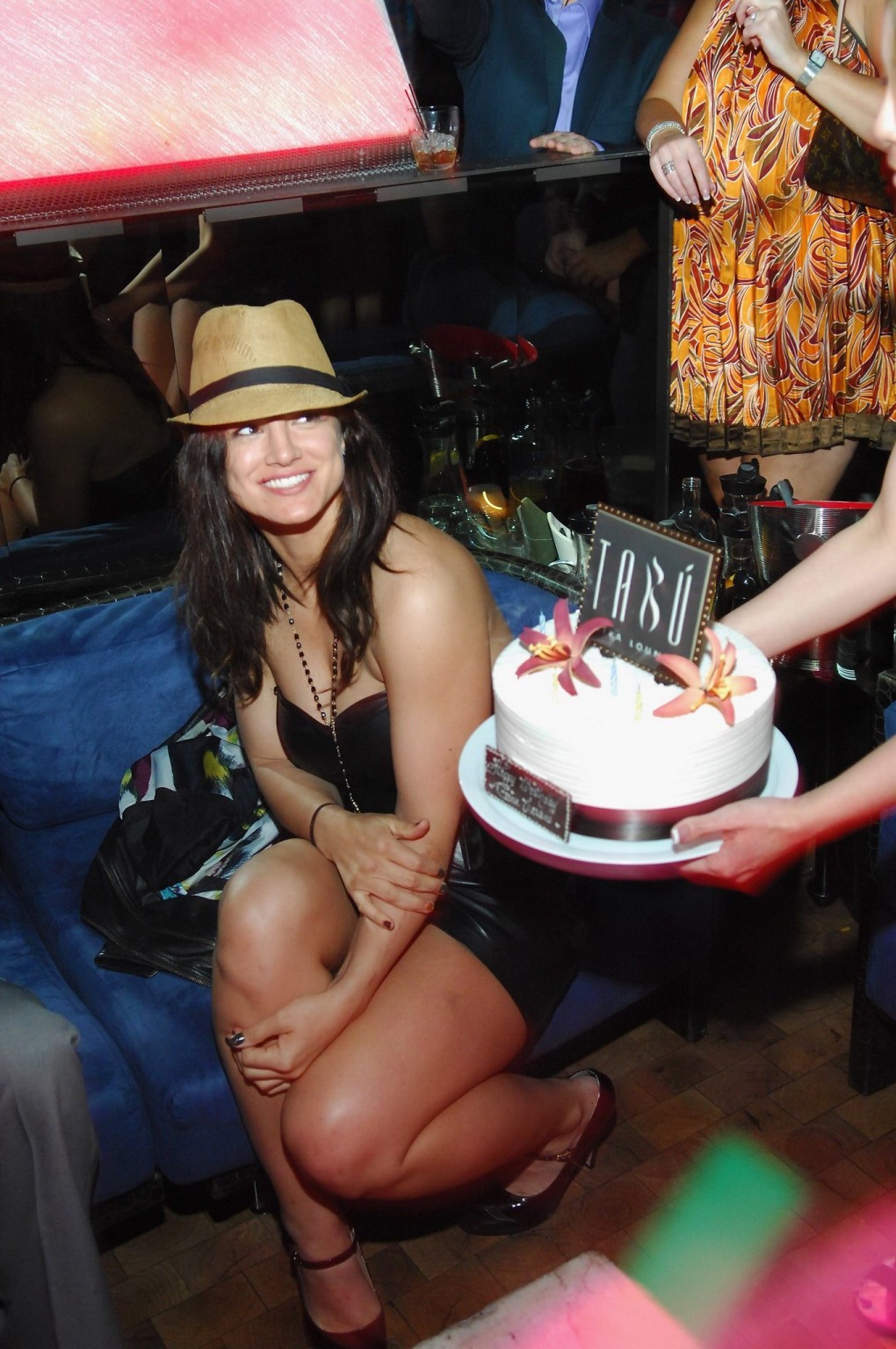 Gina Carano leggy wearing a leather mini dress at the birthday party in Las Vega #75265105