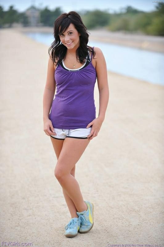 Cute Brunette Flashing And Running #78618031