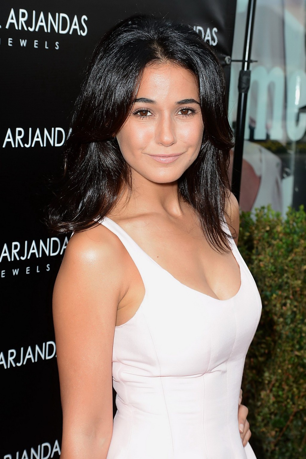 Emmanuelle Chriqui shows big cleavage in short white dress #75160029