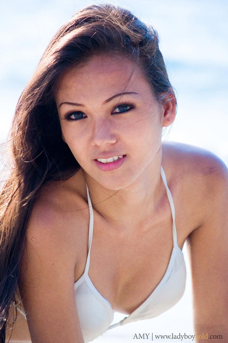 Asiatischer Ladyboy im Bikini am Strand
 #70048445