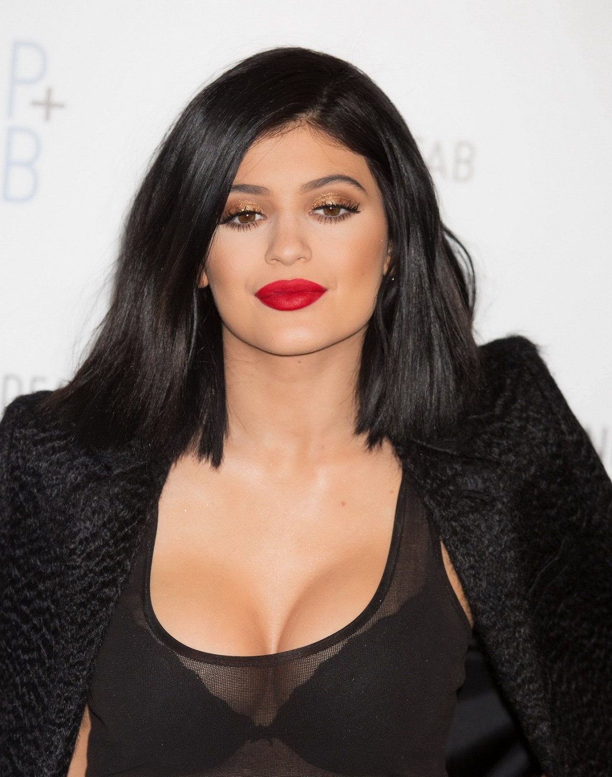 Kylie Jenner busty and see through to bra for Nip  Fab Photocall in London #75170090