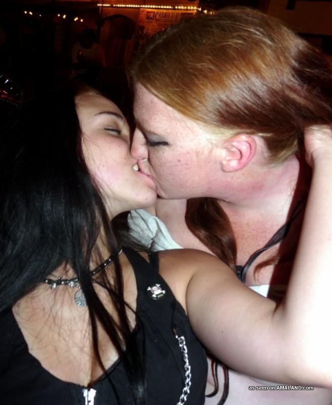 Horny lesbo amateur lovers eating face in public #68176482