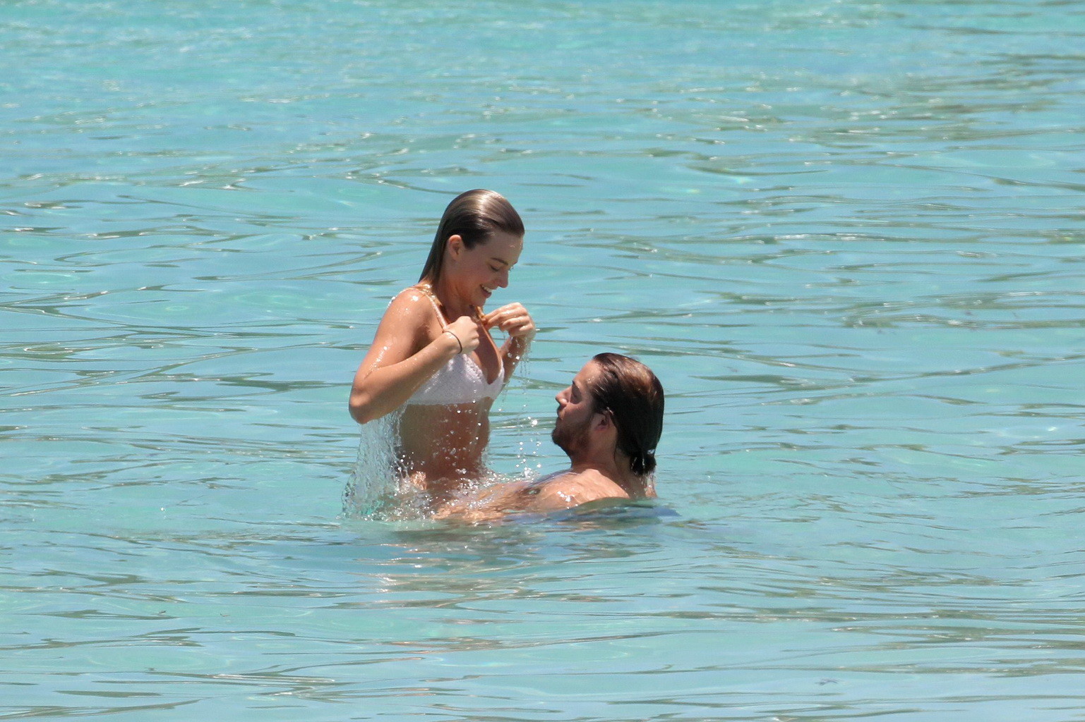Margot Robbie getting ass groping in tiny white bikini #75143631