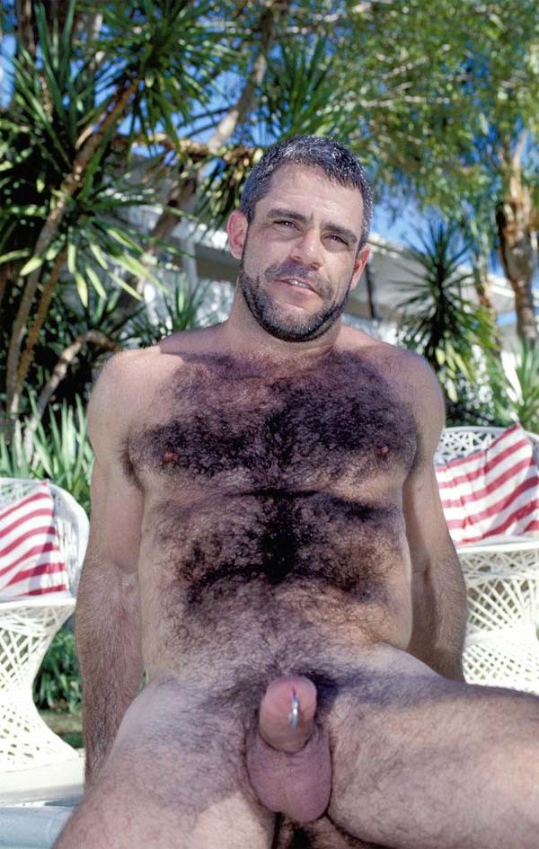 Naked hairy gay bear in the pool showing his big fat cock #76993785