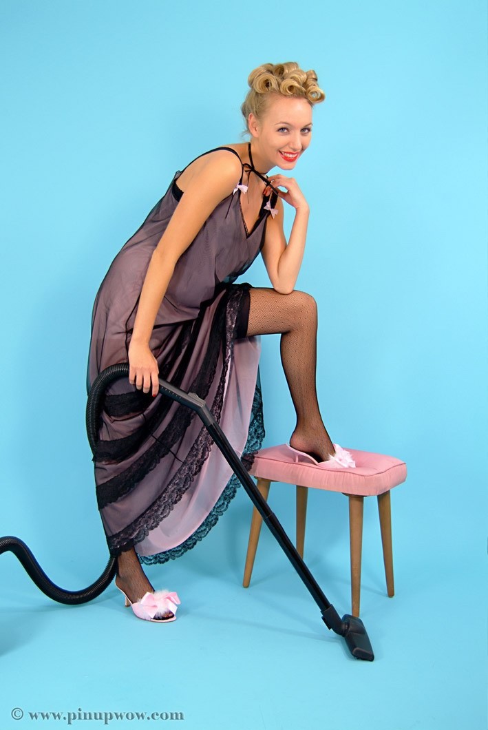 pin up woman posing in stockings #73856676