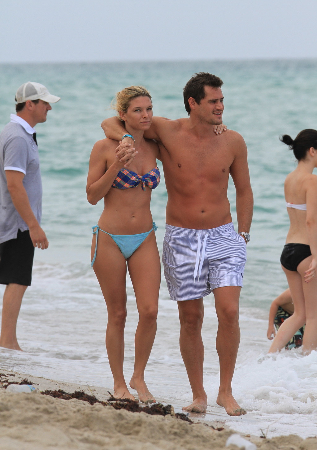 Sofia Zamolo getting groped in thong strapless bikini at the beach in Miami #75255985