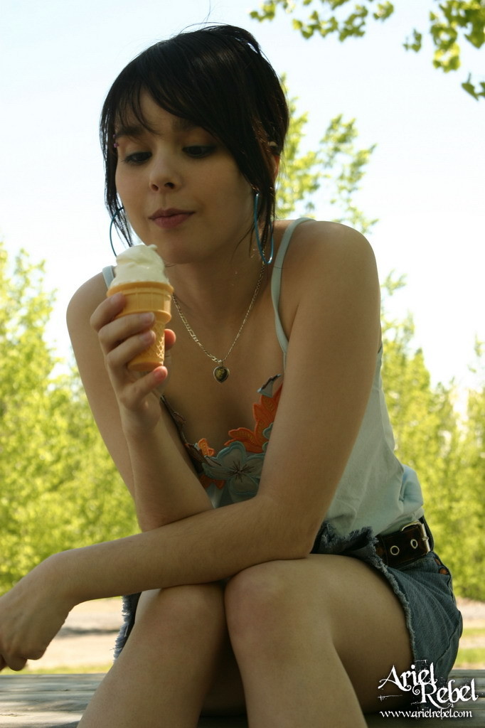 Teen licks ice cream #67559751