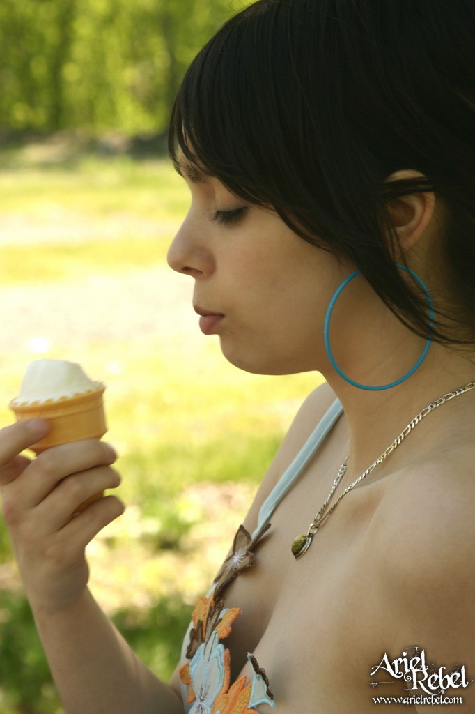 Teen licks ice cream #67559771