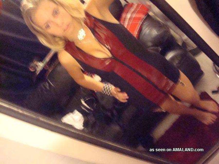 Blonde amateur chick self-shooting and playing dress up #71562408