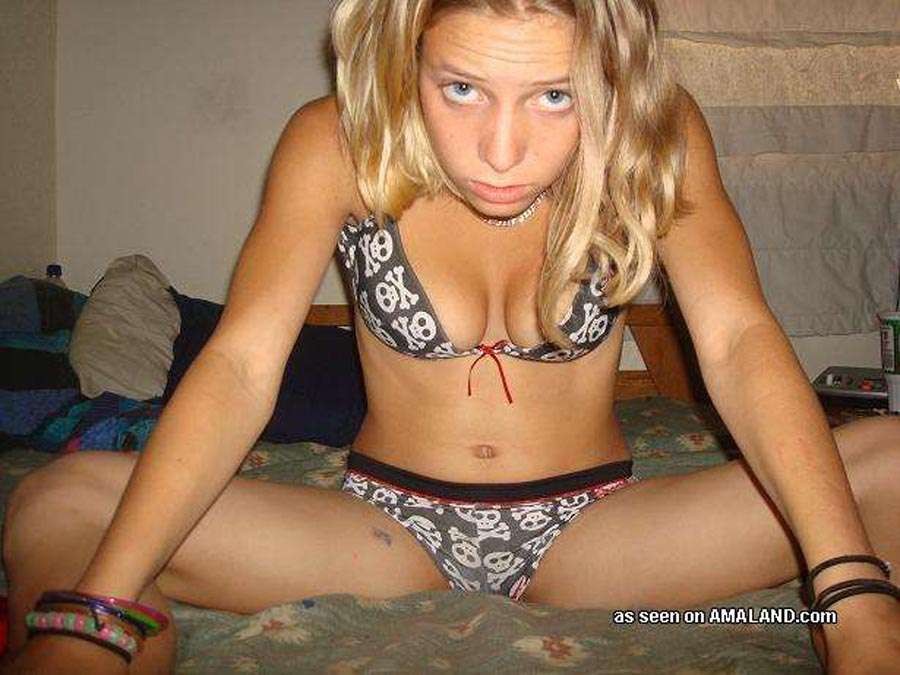 Blonde amateur chick self-shooting and playing dress up #71562459