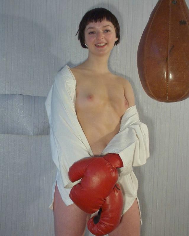 Amateur babe boxer showing her hairy pussy in the gym #77318105