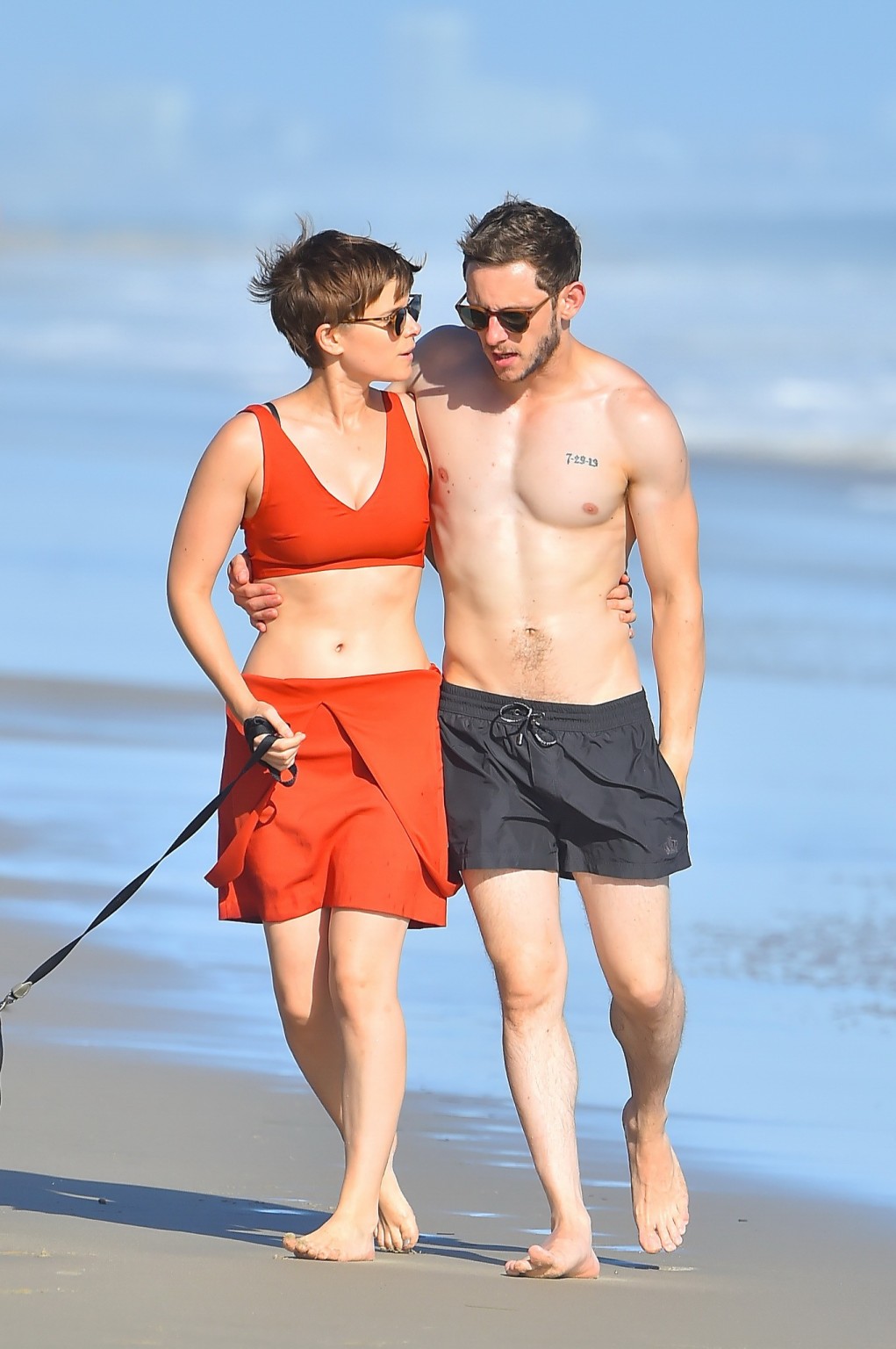 Kate Mara busty in belly top and mini skirt at the beach #75153078