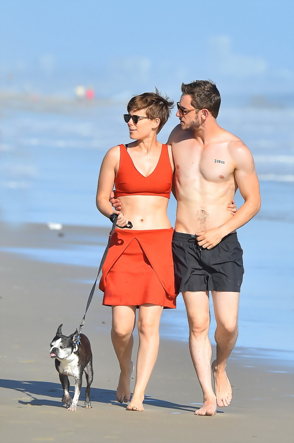 Kate Mara busty in belly top and mini skirt at the beach #75153081