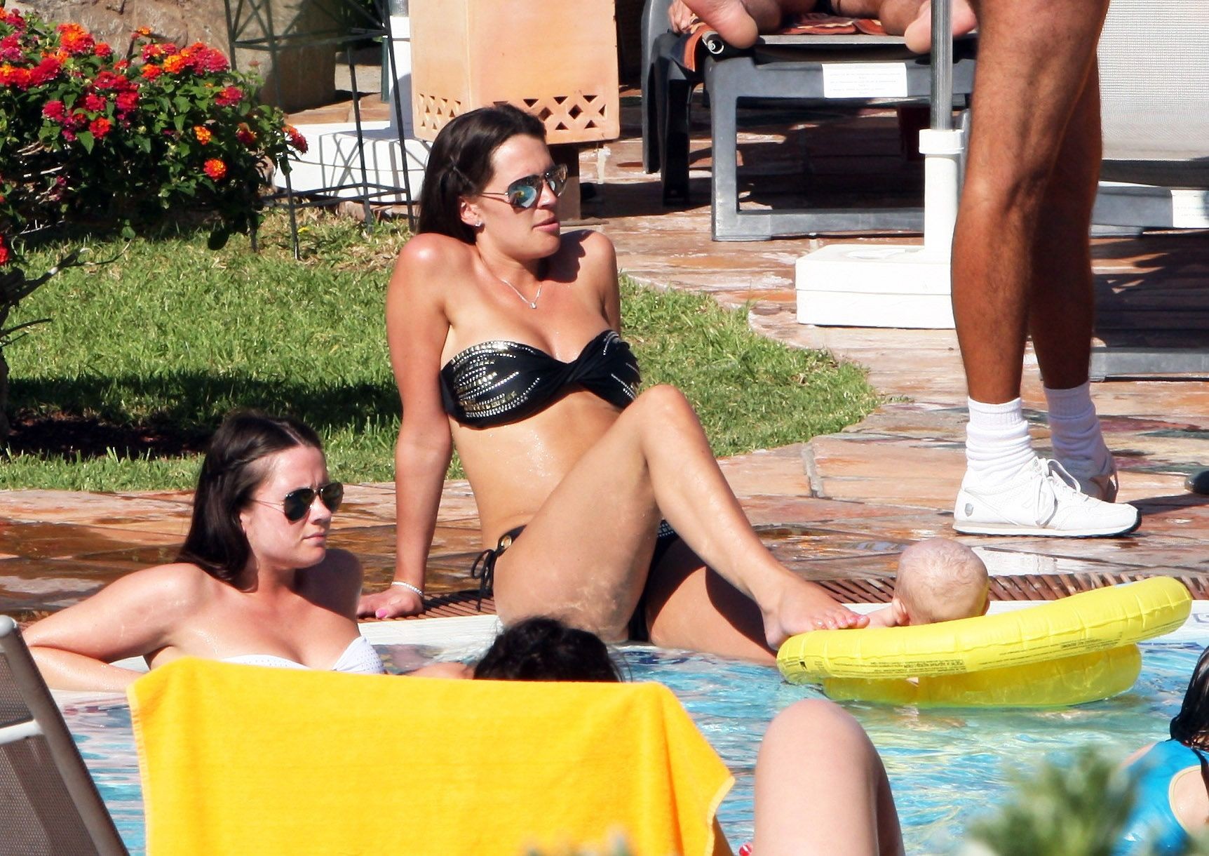 Danielle Lloyd busty wearing strapless bikini at the pool in Tenerife #75319846