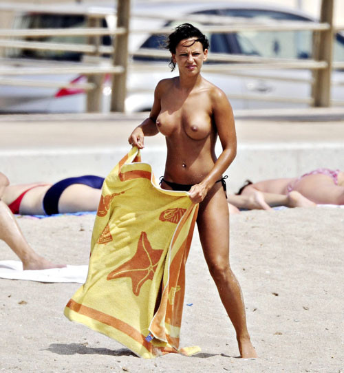 Nereida Gallardo showing her nice big tits on beach to paparazzi #75416254