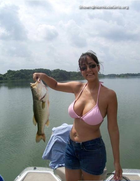 Amateur bikini girls sports fishing #73196066