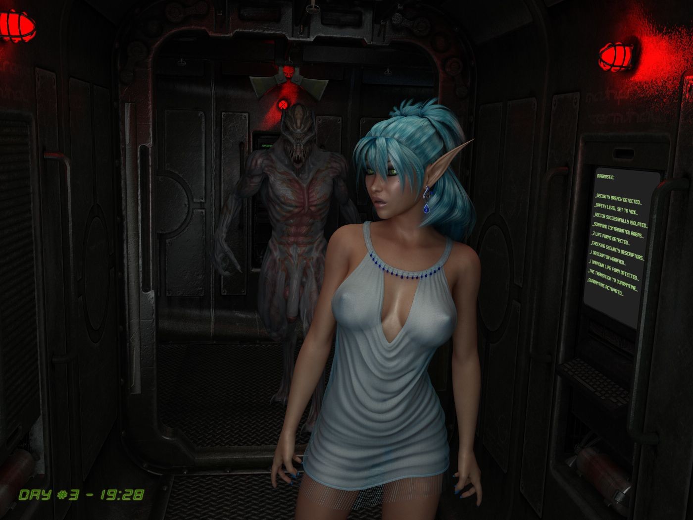 Pretty 3d teen elf with blue hairs hard fucked by a alien with huge cock #69525260